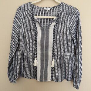 Crown & Ivy boho  bohemian peplum flowy blouse size Small EUC